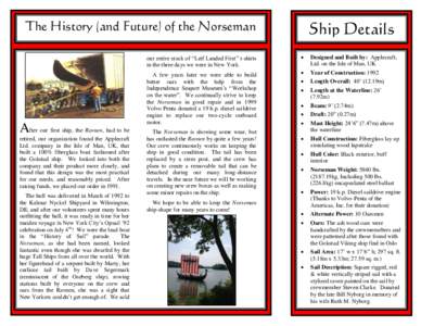 The History (and Future) of the Norseman our entire stock of “Leif Landed First” t-shirts in the three days we were in New York. After our first ship, the Ravnen, had to be retired, our organization found the Applecr