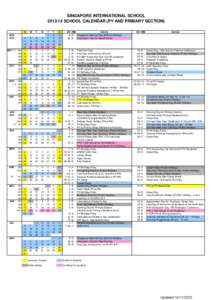 SINGAPORE INTERNATIONAL SCHOOL[removed]SCHOOL CALENDAR (PY AND PRIMARY SECTION) S 6 13