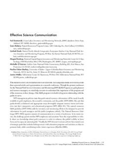 Effective Science Communication Ted Gostomski, Great Lakes Inventory and Monitoring Network, 2800 Lakeshore Drive East, Ashland, WI 54806; [removed] Sara Melena, Natural Resources Program Center, 1201 Oa