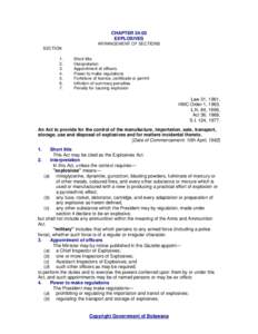 CHAPTER 24:02 EXPLOSIVES ARRANGEMENT OF SECTIONS SECTION 1. 2.