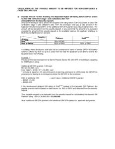 CALCULATION OF THE PAYABLE AMOUNT TO BE IMPOSED FOR NON-COMPLIANCE & FALSE DECLARATION (i) Payable Amount For Not Attaining The Stipulated Higher GM Rating Before TOP or unable to clear GM verification stage 1 (site vali