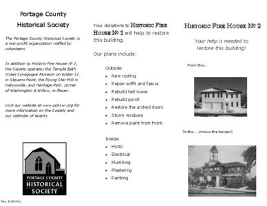 Portage County Historical Society Your donations to  HISTORIC FIRE