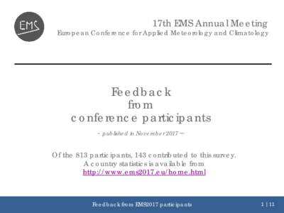 17th EMS Annual Meeting  European Conference for Applied Meteorology and Climatology Feedback from