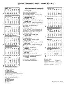 Appleton Area School District Calendar[removed]August 2012 S