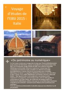 +  Voyage d’études de l’EBSI 2015 : Italie