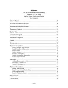 Minutes LPCA Convention Business Meeting February 22 – 24, 2008 Marina Village Conference Center San Diego CA