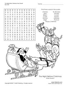 The Night Before Christmas Word Search Puzzle