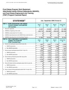 STAT 47 - Food Stamp Program Work Registrant, Able-Bodied Adults Without Dependents (ABAWD), and Food Stamp Employment and Training (FSET) Program Caseload Report - Jul-Sep09.