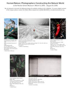 Human/Nature: Photographers Constructing the Natural World at the Norton Simon Museum | March 6, 2015 – August 31, 2015 We are pleased to provide the following images for publicity relating to the exhibition. To receiv