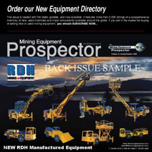 Order our New Equipment Directory  This issue is loaded with the latest updates, and now available. It features more than 2,000 listings of a comprehensive