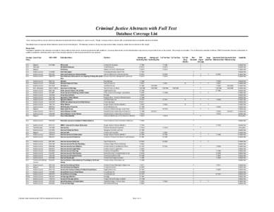 Journal of Criminal Law & Criminology / Northwestern University / Crime & Delinquency / Journal of Contemporary Criminal Justice / Feminist Criminology / Criminology & Criminal Justice / International Criminal Justice Review / Criminal Justice Policy Review / Crime /  Media /  Culture / Publishing / Mass media / Academic publishing