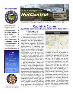 County of Orange RACES  NetControl Newsletter of the County of Orange Radio Amateur Civil Emergency Service  Inside this issue: