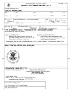 SHP-158, Request for Criminal Record Check