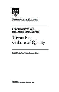Perspectives on Distance Education Towards a Culture of Quality