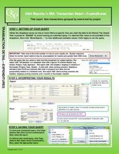    OGA Reports in IRA IRA:: Transaction Detail Detail— —Expenditures