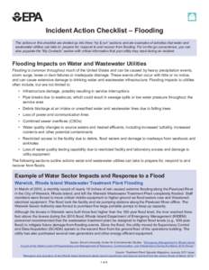 Water Sector Utility Incident Action Checklist – Flooding