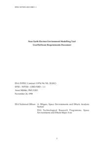 SPEE-WP320-URD/SRD-1.1  Near Earth Electron Environment Modelling Tool User/Software Requirements Document  ESA/ESTEC Contract[removed]NL/JG(SC)