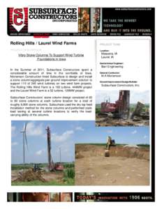 Rolling Hills / Laurel Wind Farms  PROJECT TEAM PROJECT DESCRIPTION