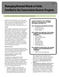 Development of recommendations for management of invasive weeds in lands within the Conservation Reserve Program in Wisconsin