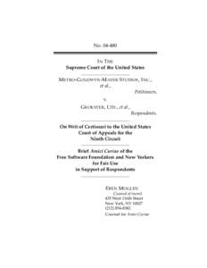 Peer-to-peer / Grokster / Social peer-to-peer processes / Twentieth Century Music Corp. v. Aiken / GNU General Public License / Amicus curiae / Copyright infringement / MGM Studios /  Inc. v. Grokster /  Ltd. / Law / Computer law / Eldred v. Ashcroft