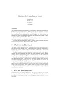 Machine Check Exception / Machine check architecture / X86-64 / X86 / Segmentation fault / Interrupt / Context switch / Opteron / Kernel / Computing / Computer architecture / Computer errors