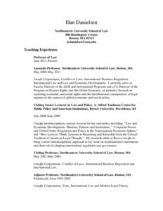 Dan Danielsen Northeastern University School of Law 400 Huntington Avenue Boston, MA[removed]removed]