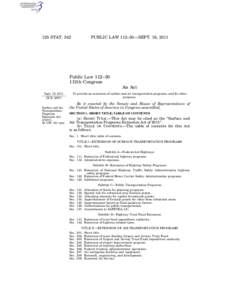 Government / Transportation Equity Act for the 21st Century / Surface and Air Transportation Programs Extension Act / United States Code / Law / 109th United States Congress / Safe /  Accountable /  Flexible /  Efficient Transportation Equity Act: A Legacy for Users