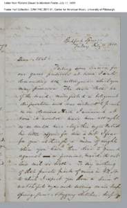 Letter from Richard Cowan to Morrison Foster, July 11, 1850 Foster Hall Collection, CAM.FHC[removed], Center for American Music, University of Pittsburgh. Letter from Richard Cowan to Morrison Foster, July 11, 1850 Foste