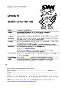 Schachverein Wollishofen  Einladung Schülerschachturnier  Datum