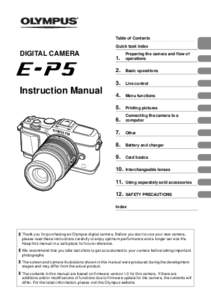 Table of Contents Quick task index DIGITAL CAMERA  Instruction Manual