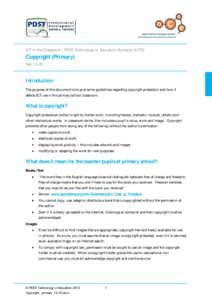 ICT in the Classroom - PDST Technology in Education (formerly NCTE)  Copyright (Primary) Ref: Introduction