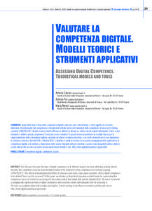 Calvani A., Fini A., Ranieri M[removed]Valutare la competenza digitale. Modelli teorici e strumenti applicativi. TD-Tecnologie Didattiche, 48, pp[removed]VALUTARE LA