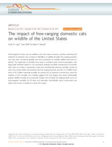 ARTICLE Received 6 Sep 2012 | Accepted 12 Dec 2012 | Published 29 Jan 2013 DOI: [removed]ncomms2380  The impact of free-ranging domestic cats