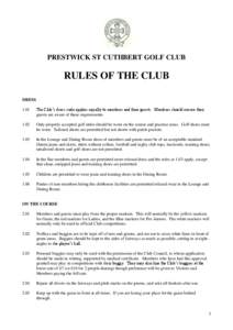 PRESTWICK ST CUTHBERT GOLF CLUB  RULES OF THE CLUB