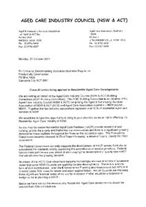 Submission 22 - Aged Care Association Australia - NSW and Aged and Community Services Association of NSW and ACT Inc - Business Regulation Benchmarking: Role of Local Government as a Regulator - Commissioned study