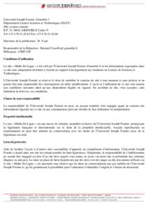 Université Joseph Fourier ­Grenoble 1 Département Licence Sciences et Technologies (DLST) 480, avenue centrale B.P. 53 38041 GRENOBLE Cedex 9 Tel +33 4 76  Fax +33 4 76   Dire