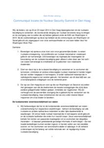 Microsoft Word - The Hague Nuclear Security Summit Communiqué NL niet officieel