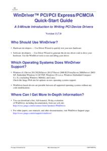 WinDriver™ PCI﻿/﻿PCI Express﻿/﻿PCMCIA Quick-Start Guide - A 5-Minute Introduction to Writing PCI Device Drivers