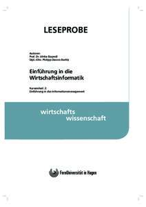 LESEPROBE Autoren: Prof. Dr. Ulrike Baumöl Dipl.-Kfm. Philipp-Dennis Berlitz  Einführung in die