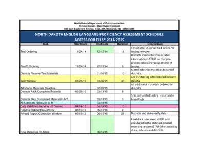 North Dakota ACCESS Schedule and 2nd window schedule for[removed]xlsx