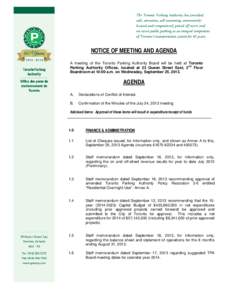 Memorandum / Parking / Mediation / Contract / Business / Communication / Language / Legal documents / Municipal government of Toronto / Toronto Parking Authority