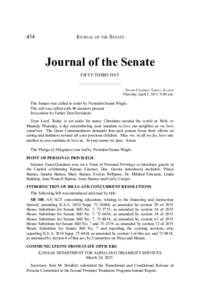 454  JOURNAL OF THE SENATE Journal of the Senate FIFTY-THIRD DAY