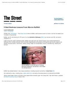 5 Best Business Lessons From Warren Buffett | Trends & Ideas News | Print Financial & Investing Articles | TheStreet  Trends & Ideas[removed]:39 AM