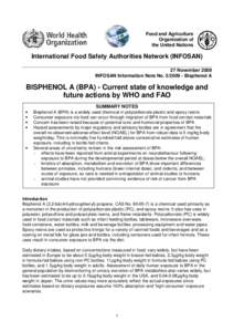Food and Agriculture Organization of the United Nations International Food Safety Authorities Network (INFOSAN) 27 November 2009