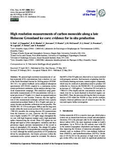 Clim. Past, 10, 987–1000, 2014 www.clim-past.netdoi:cp © Author(sCC Attribution 3.0 License.  High resolution measurements of carbon monoxide along a late