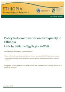 Policy Reform toward Gender Equality in Ethiopia. Little by Little the Egg Begins to Walk