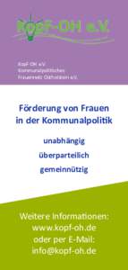 KopF-OH e.V. KopF OH e.V. Kommunalpolitisches Frauennetz Ostholstein e.V.  Förderung von Frauen