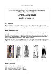 Miners safety lamps July[removed]North	 of	 England	 Institute	 of	 Mining	 and	 Mechanical	 Engineers