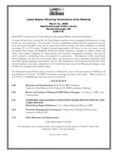 Lakes Region Planning Commission Area Meeting March 31, 2008 Moultonborough Public Library Moultonborough, NH 6:00 P.M.