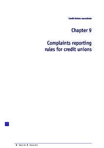 Credit Unions sourcebook  Chapter 9 Complaints reporting rules for credit unions